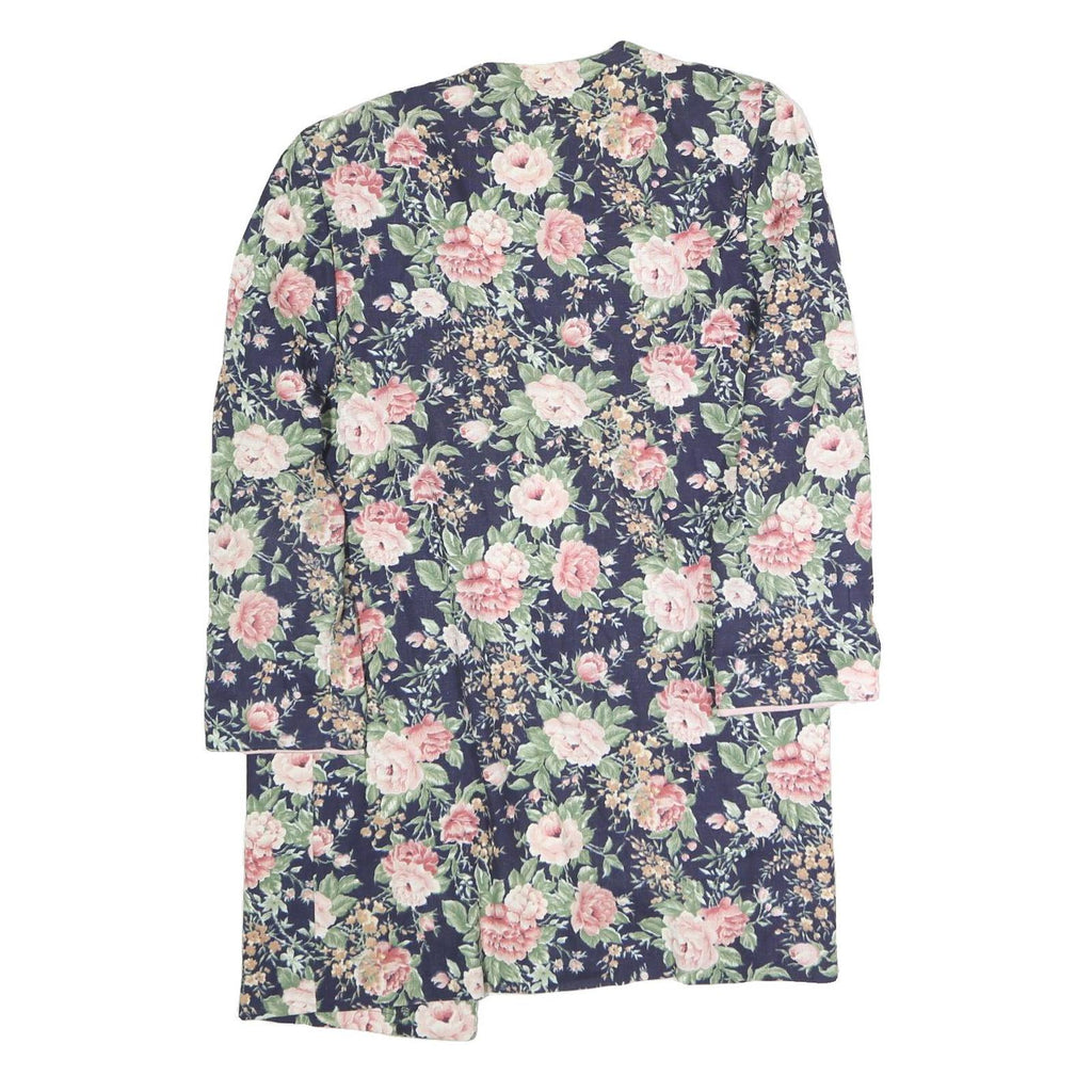 JUST IN THYME Womens Blue Floral Cotton Blend Jacket L Casual Elegant