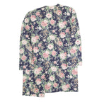 JUST IN THYME Womens Blue Floral Cotton Blend Jacket L Casual Elegant