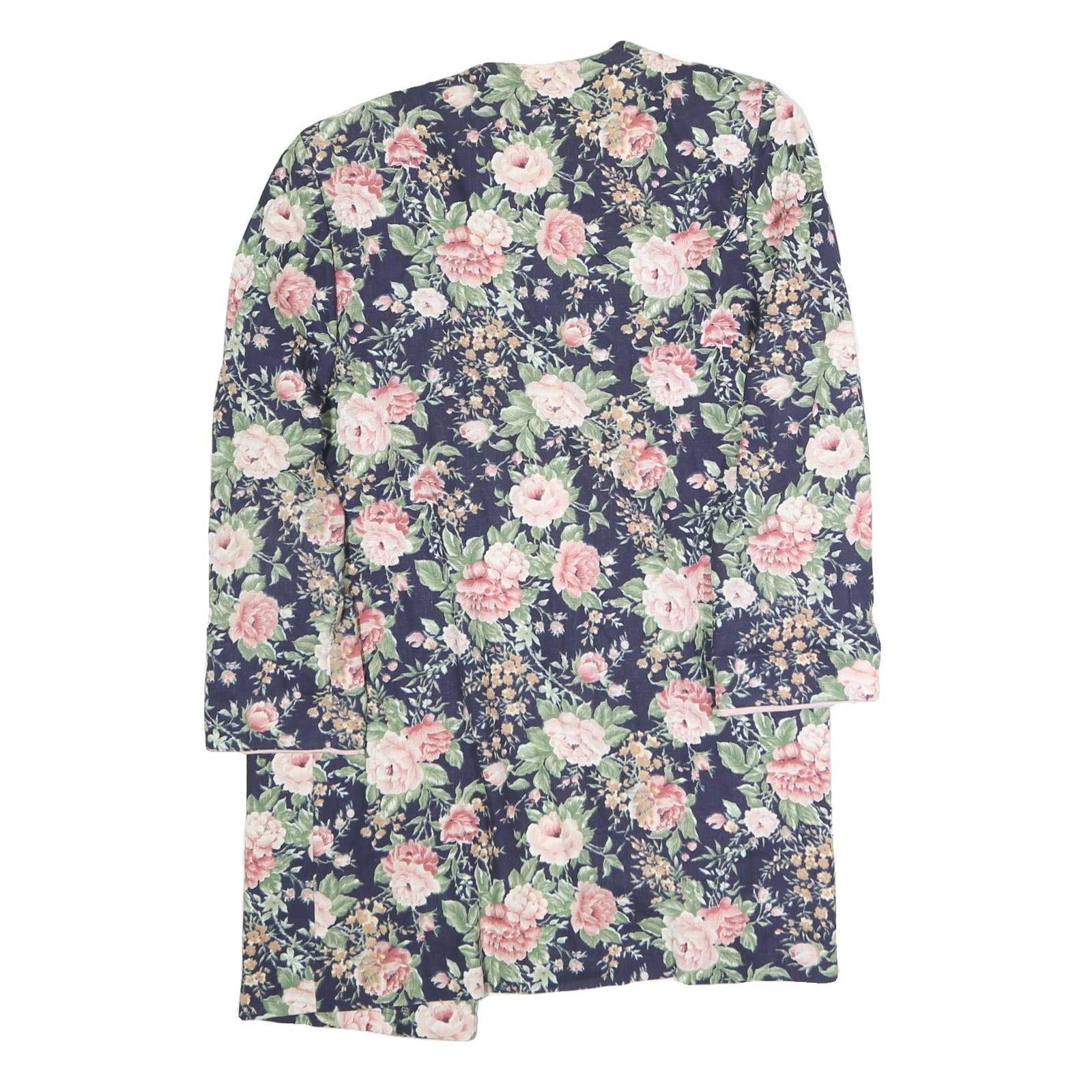 JUST IN THYME Womens Blue Floral Cotton Blend Jacket L Casual Elegant