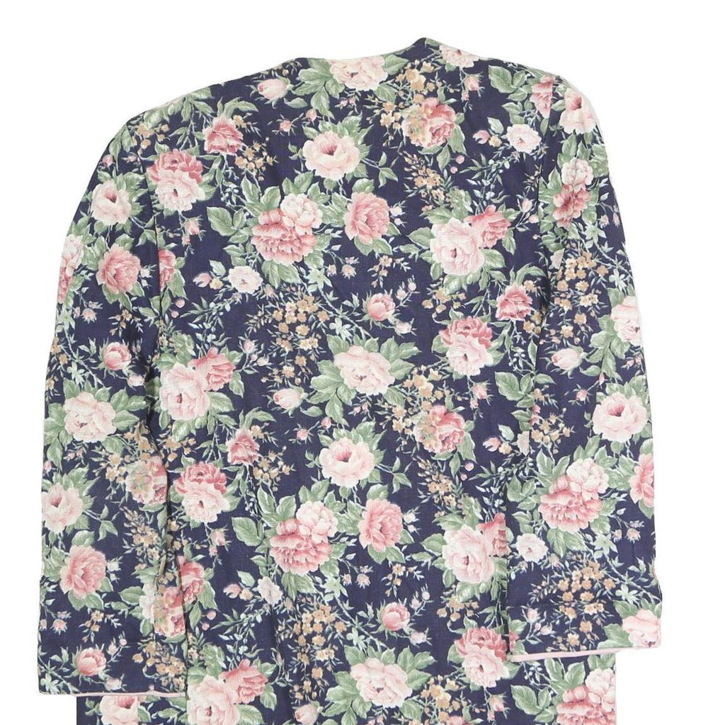 JUST IN THYME Womens Blue Floral Cotton Blend Jacket L Casual Elegant