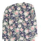 JUST IN THYME Womens Blue Floral Cotton Blend Jacket L Casual Elegant