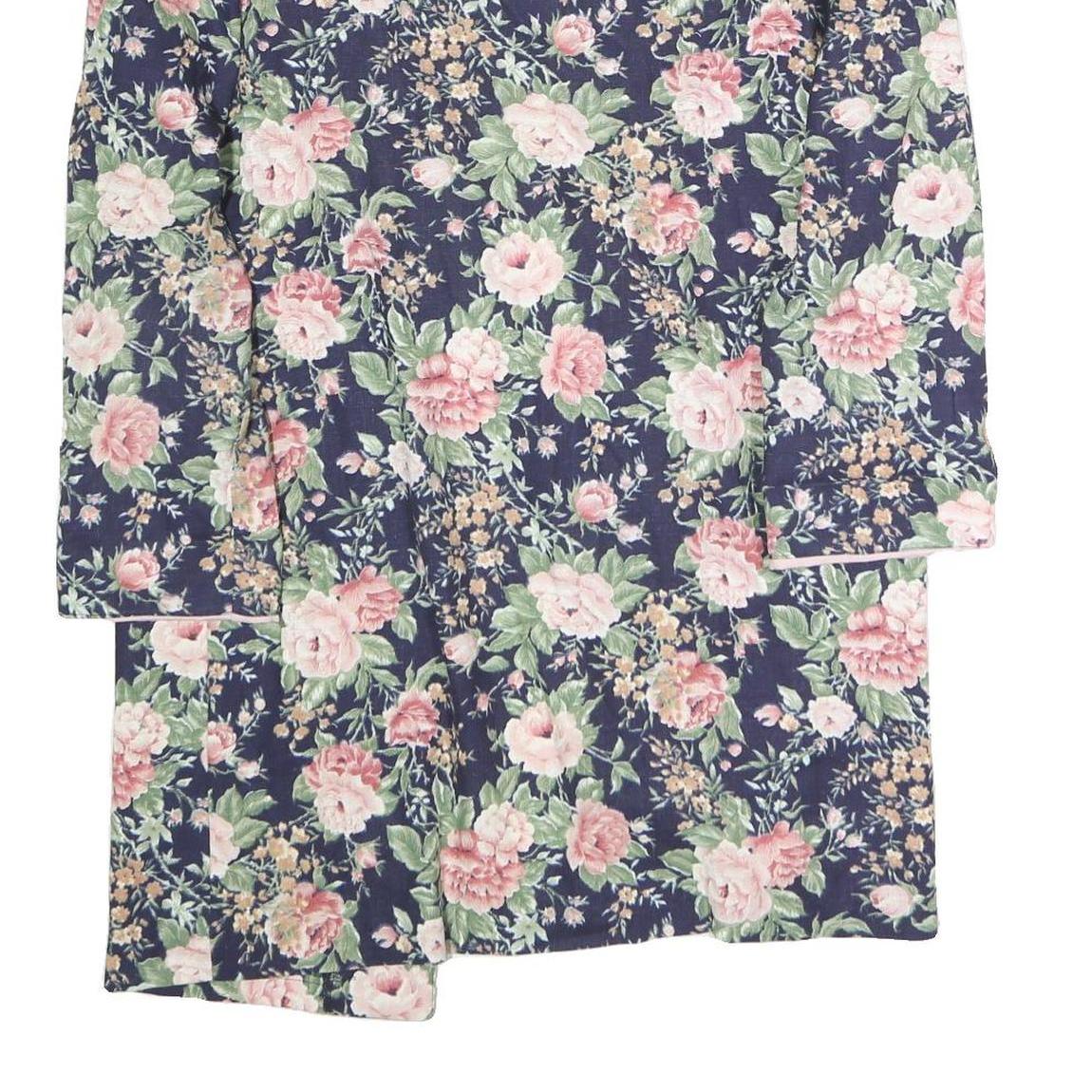 JUST IN THYME Womens Blue Floral Cotton Blend Jacket L Casual Elegant