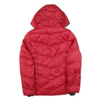 NAUTICA Womens Red Hooded Quilted Jacket L Polyester Blend Warm Zip Closure