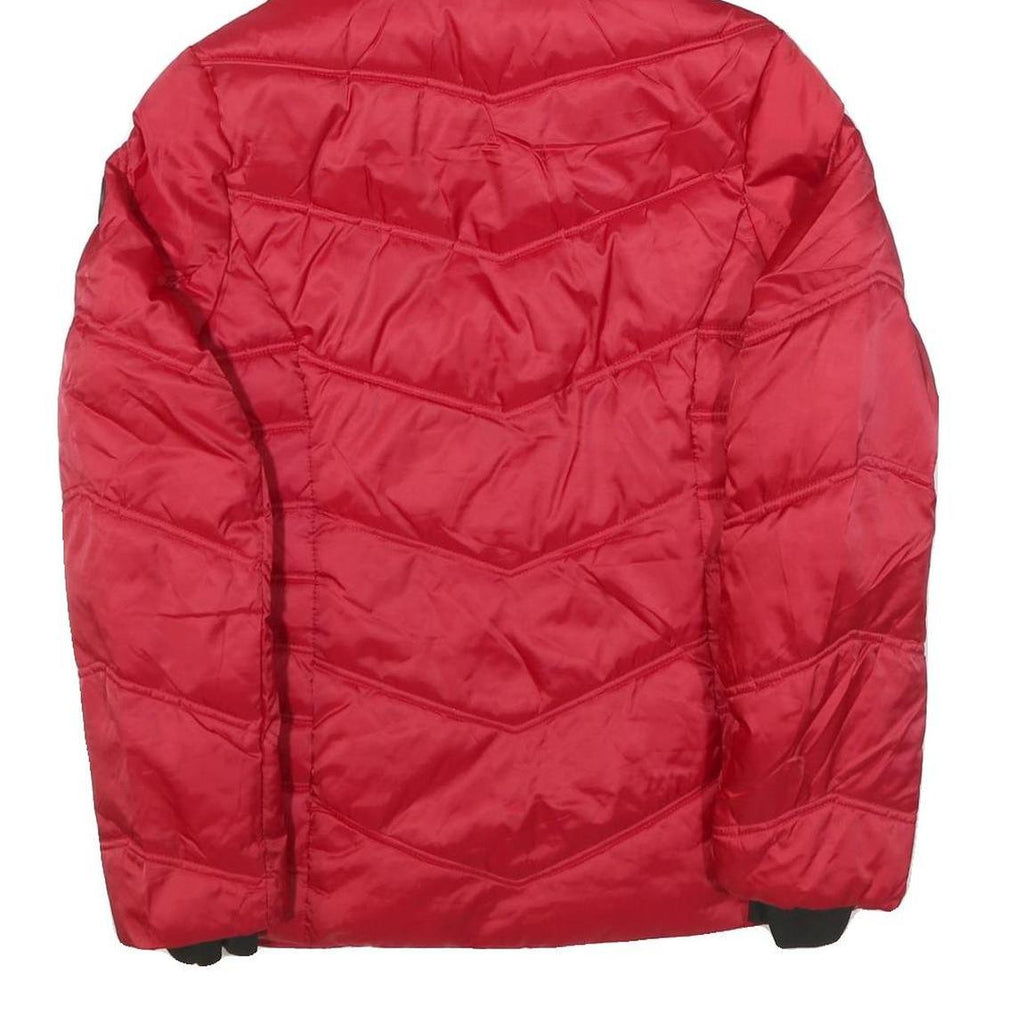 NAUTICA Womens Red Hooded Quilted Jacket L Polyester Blend Warm Zip Closure