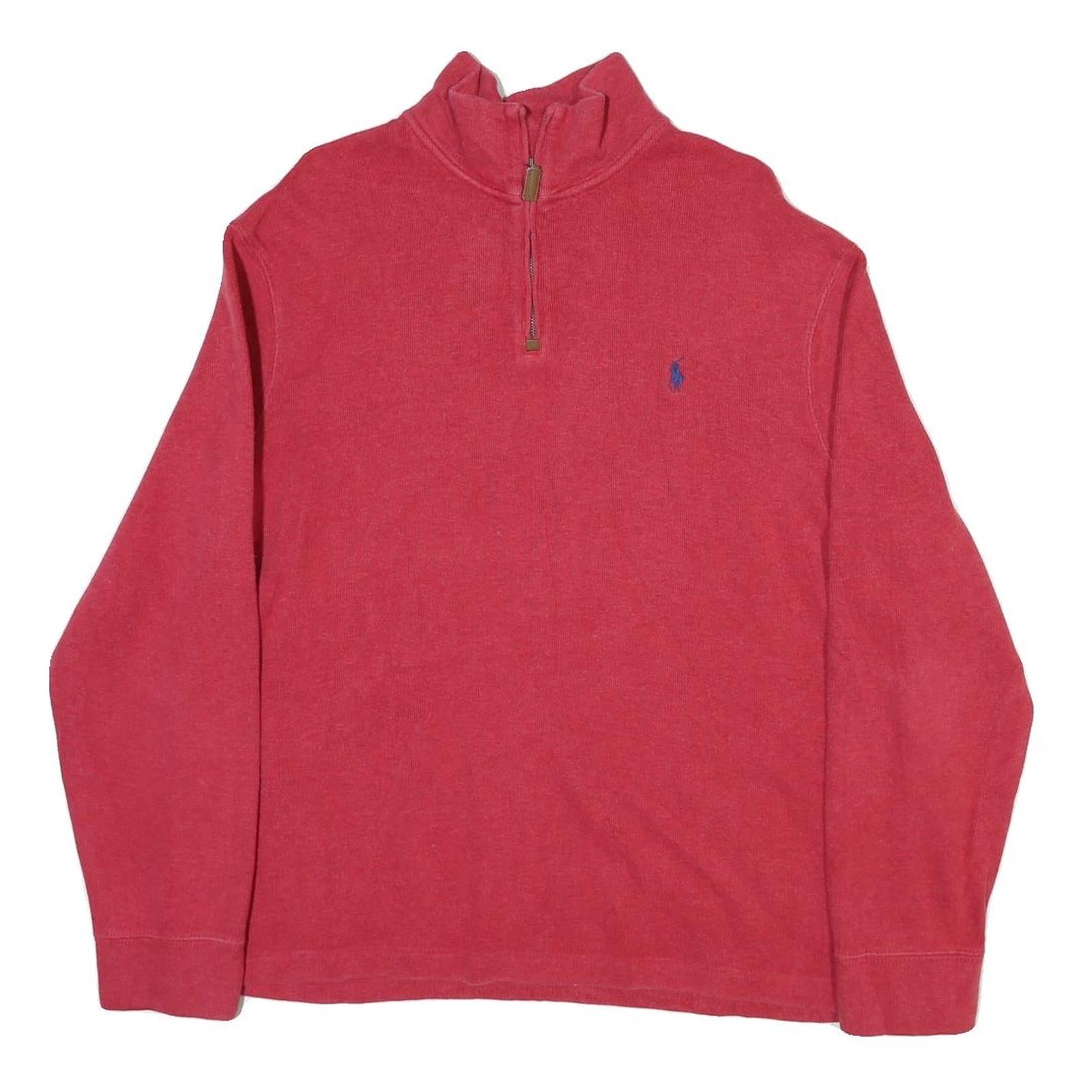 POLO RALPH LAUREN Mens Red Cotton Blend Plain Pullover Jumper Crew Neck XL