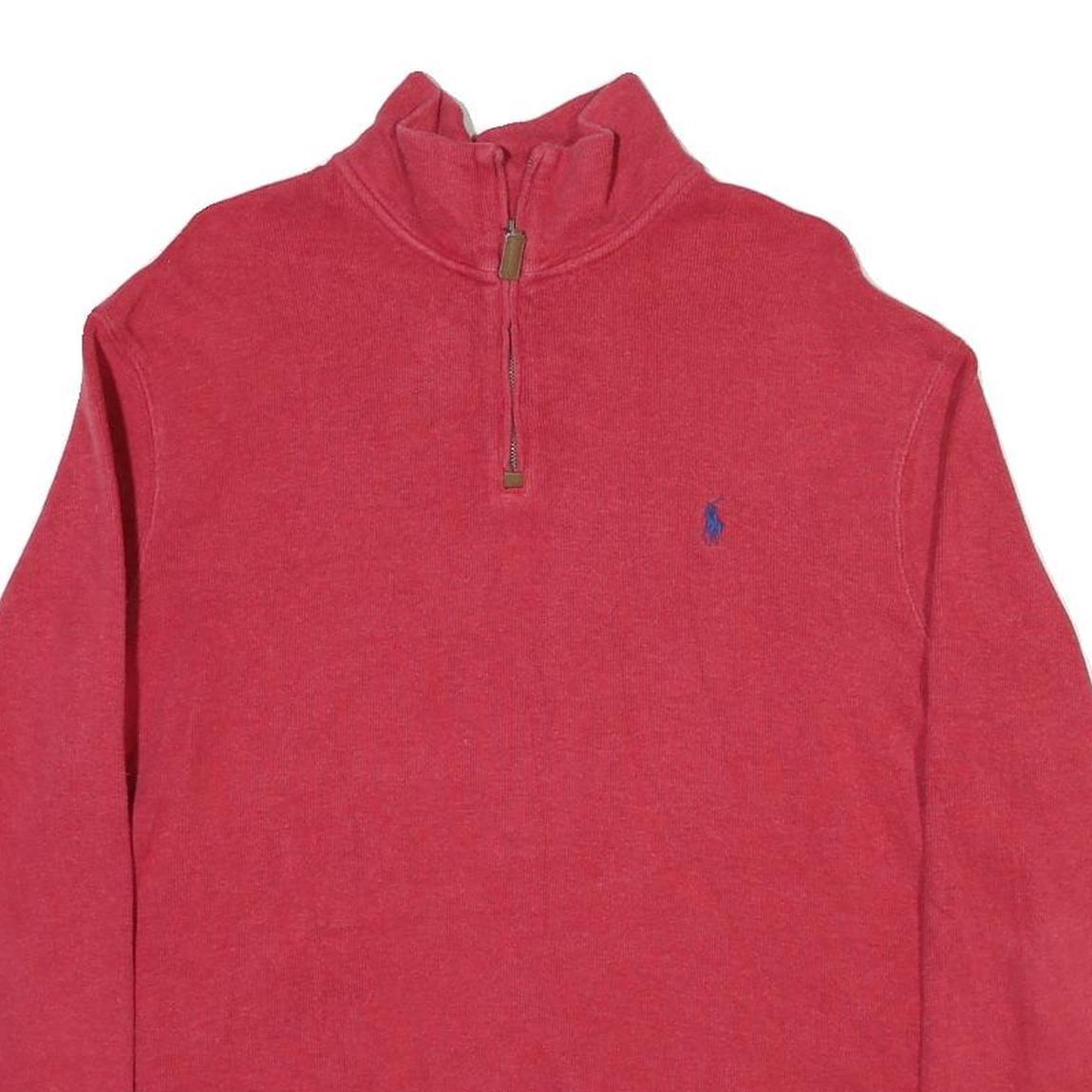 POLO RALPH LAUREN Mens Red Cotton Blend Plain Pullover Jumper Crew Neck XL