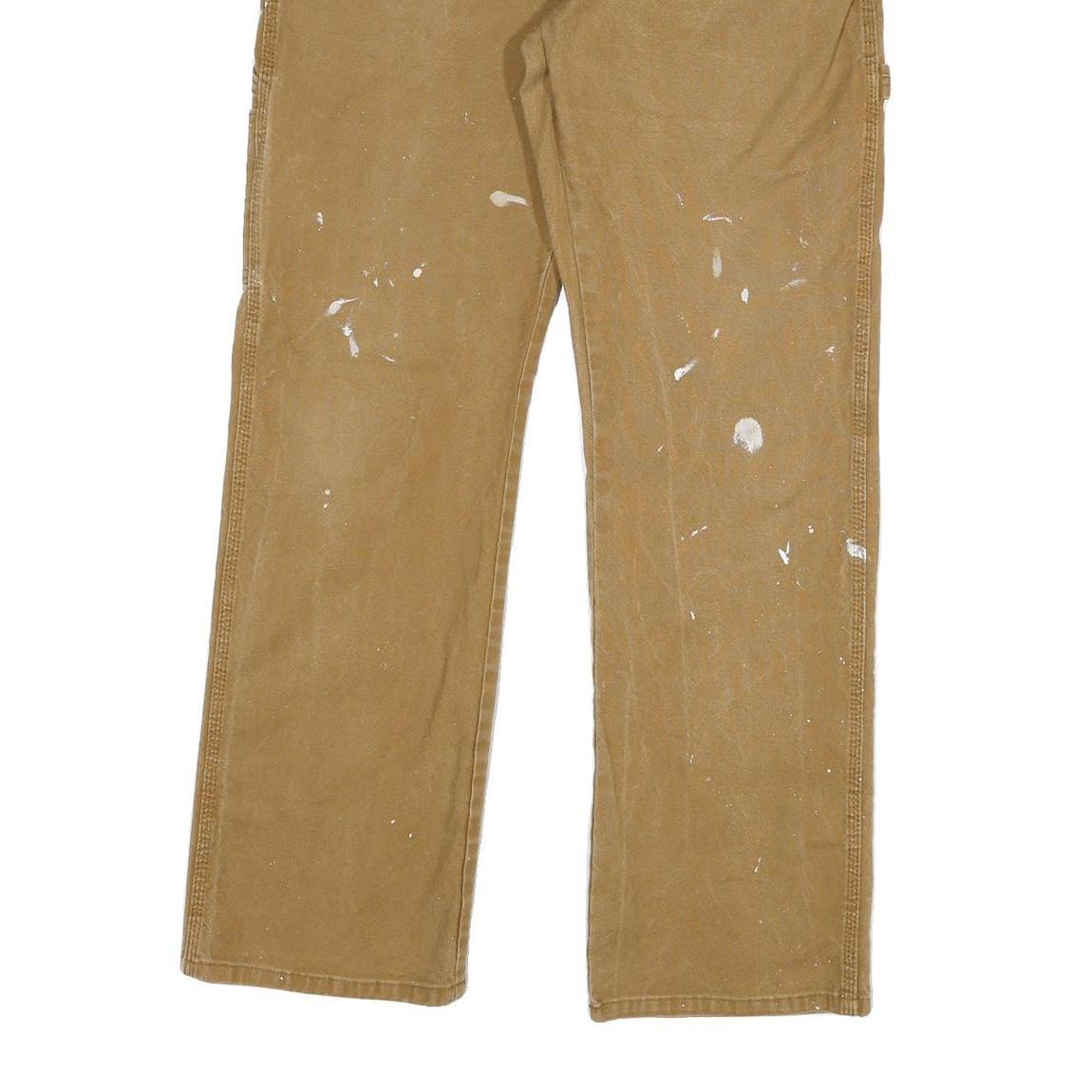 DICKIES Mens Regular Fit Beige Workwear Cotton Blend Trousers W33 L30 Durable