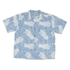 PALMWAVE Mens Blue & White Pineapple Cotton Blend Shirt L Casual Summer