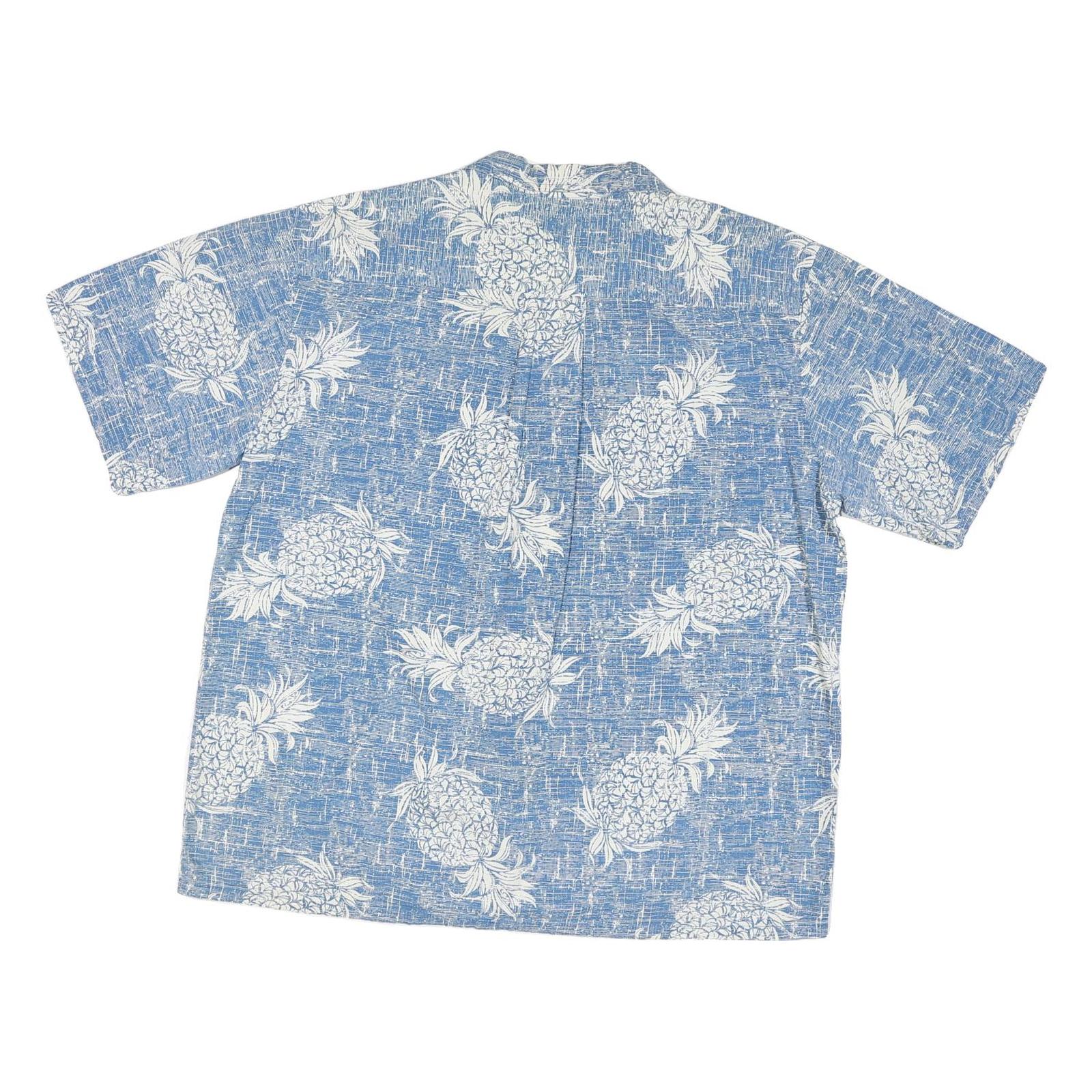 PALMWAVE Mens Blue & White Pineapple Cotton Blend Shirt L Casual Summer
