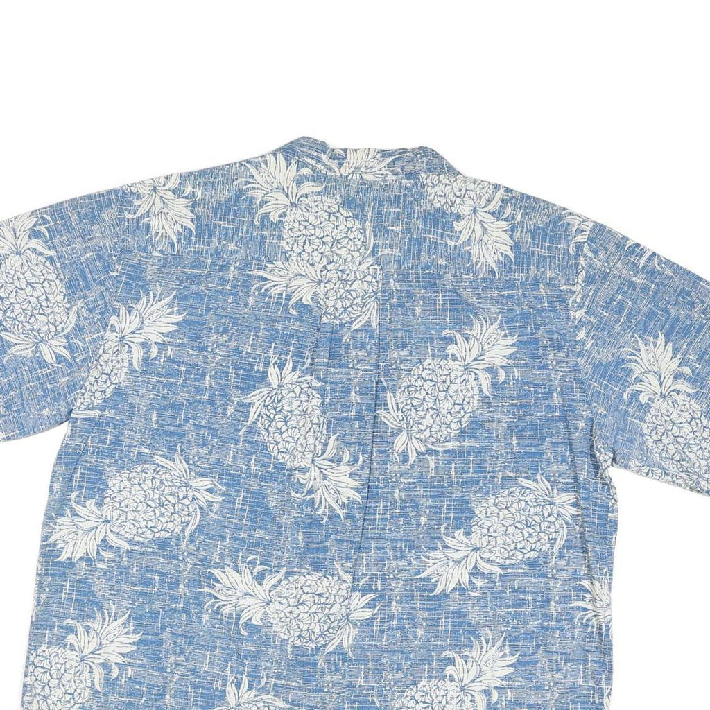 PALMWAVE Mens Blue & White Pineapple Cotton Blend Shirt L Casual Summer