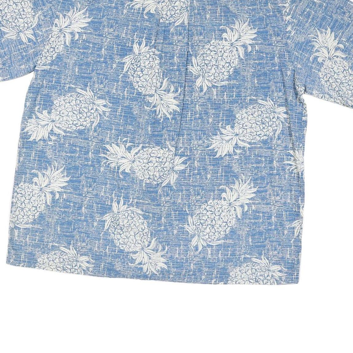 PALMWAVE Mens Blue & White Pineapple Cotton Blend Shirt L Casual Summer