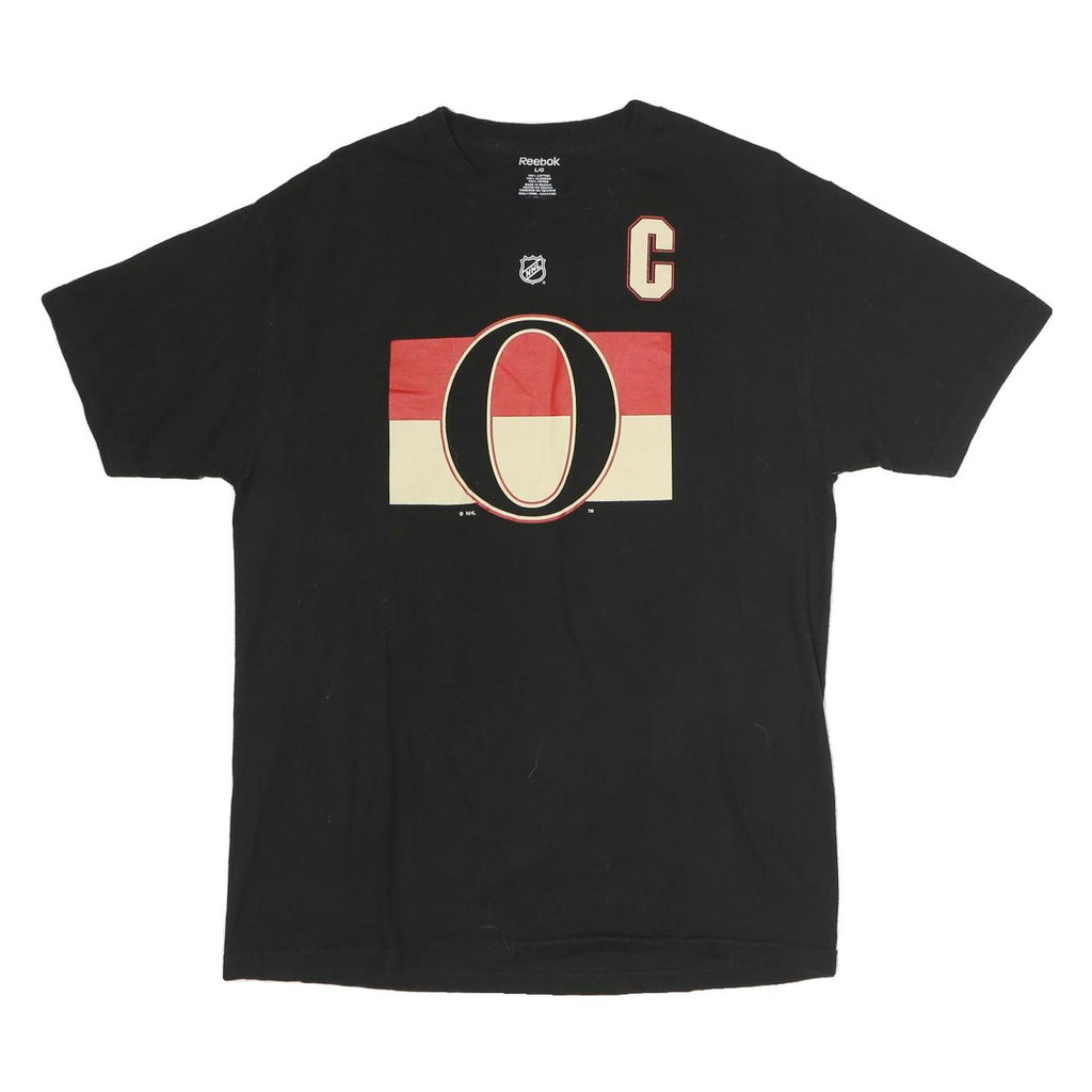 REEBOK Mens Black NHL Karlsson 65 Graphic T-Shirt L Short Sleeve Crew Neck