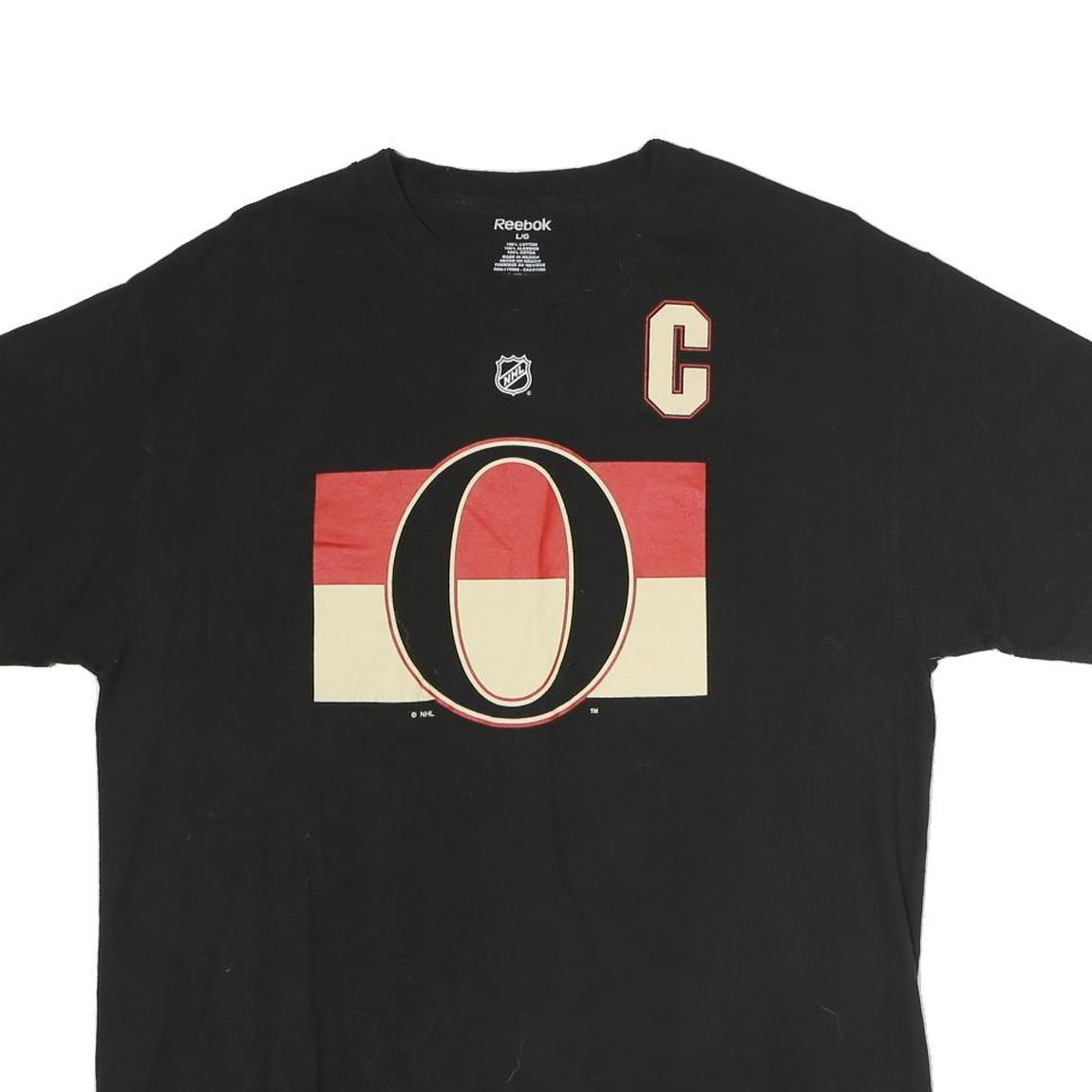 REEBOK Mens Black NHL Karlsson 65 Graphic T-Shirt L Short Sleeve Crew Neck