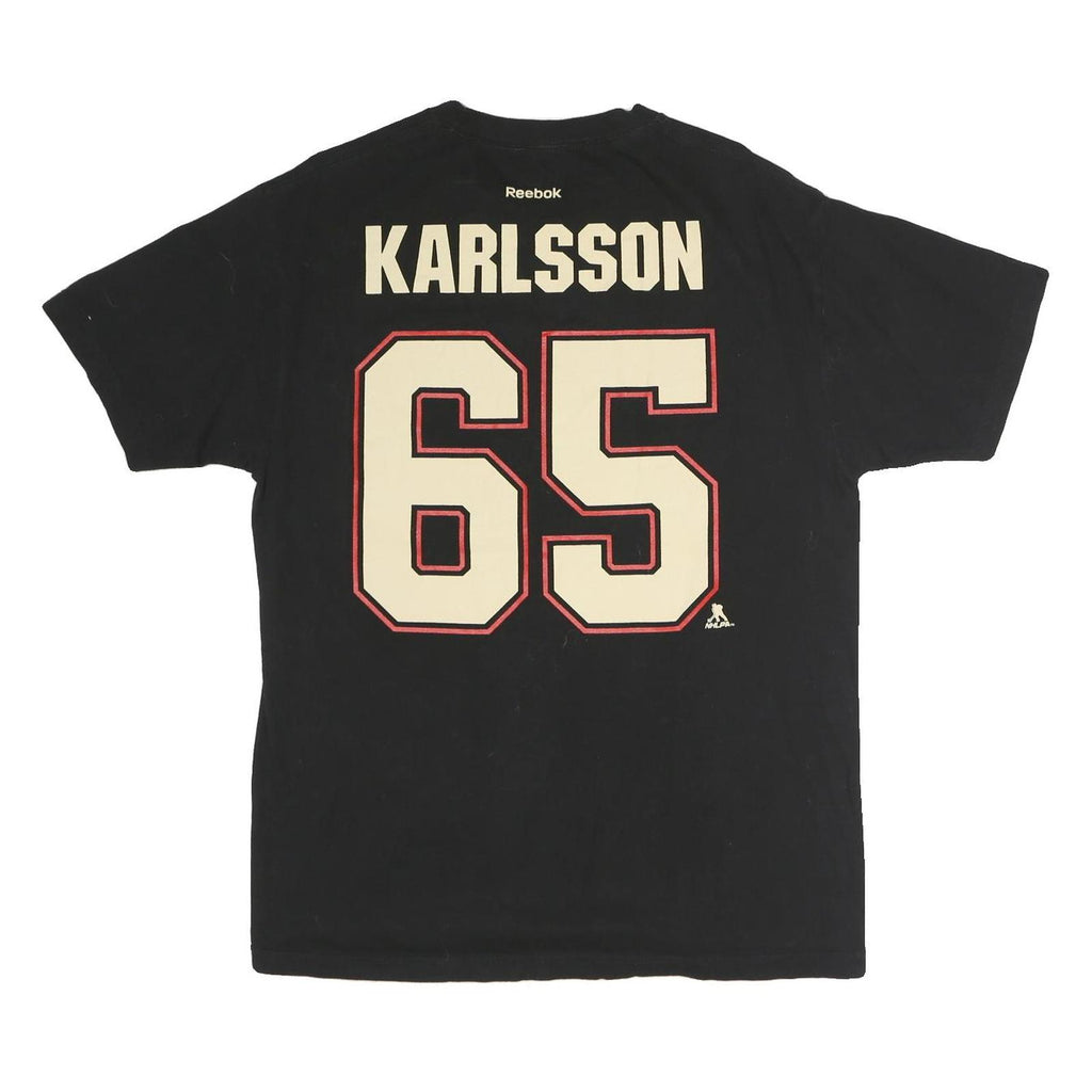 REEBOK Mens Black NHL Karlsson 65 Graphic T-Shirt L Short Sleeve Crew Neck