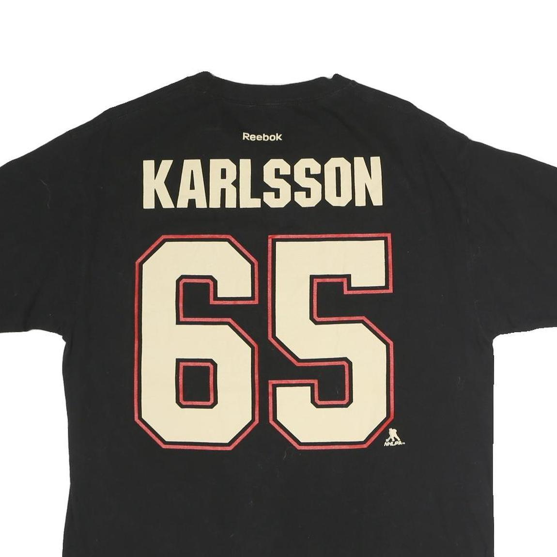 REEBOK Mens Black NHL Karlsson 65 Graphic T-Shirt L Short Sleeve Crew Neck