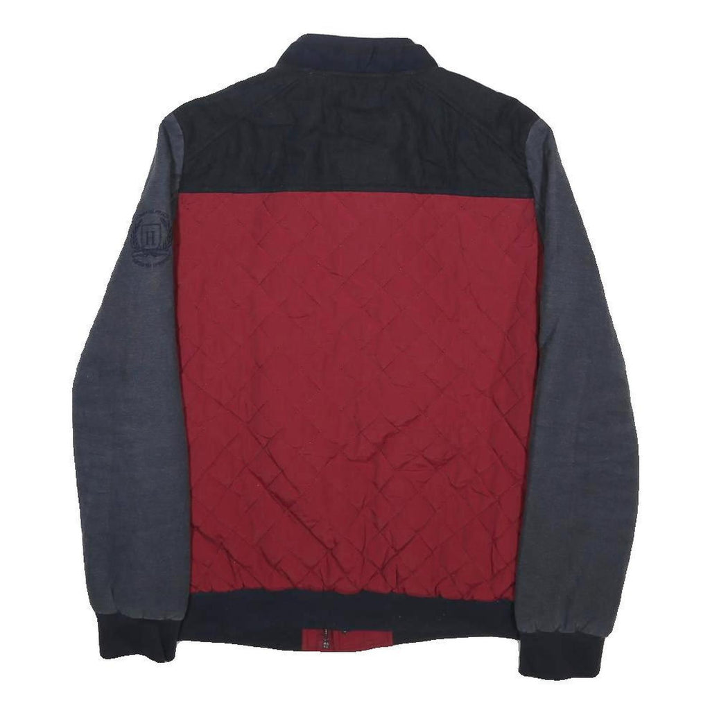 HILFIGER DENIM Mens Red & Grey Quilted Cotton Jacket XL Casual Outerwear Zip