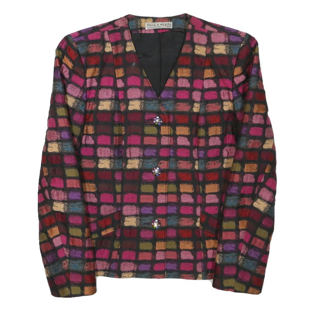 PAULA KLEIN Womens Colourblock Jacket S Woven Button Closure Elegant Office Wear