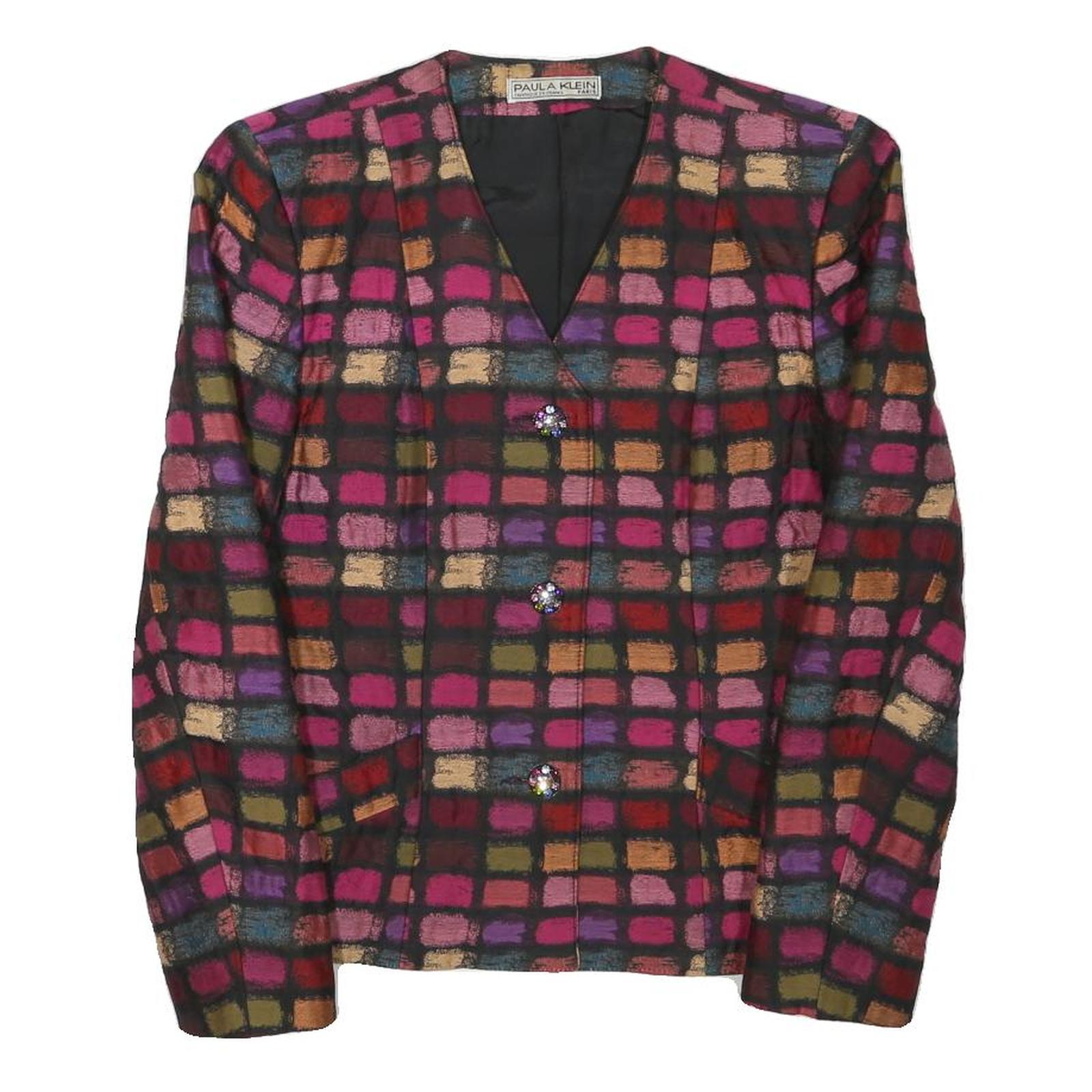 PAULA KLEIN Womens Colourblock Jacket S Woven Button Closure Elegant Office Wear