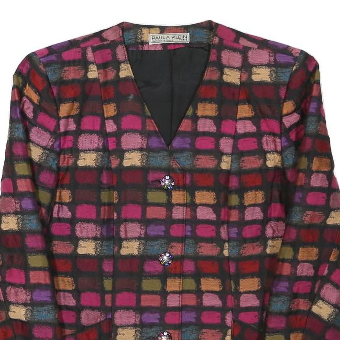 PAULA KLEIN Womens Colourblock Jacket S Woven Button Closure Elegant Office Wear