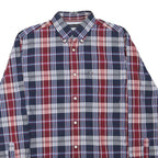TOMMY HILFIGER Mens Blue & Maroon Check Shirt S Cotton Blend Classic Button-Down