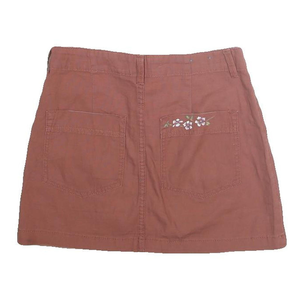 INDIGO REIN Womens Rust Floral Embroidered Mini Cotton Skirt Size S Casual
