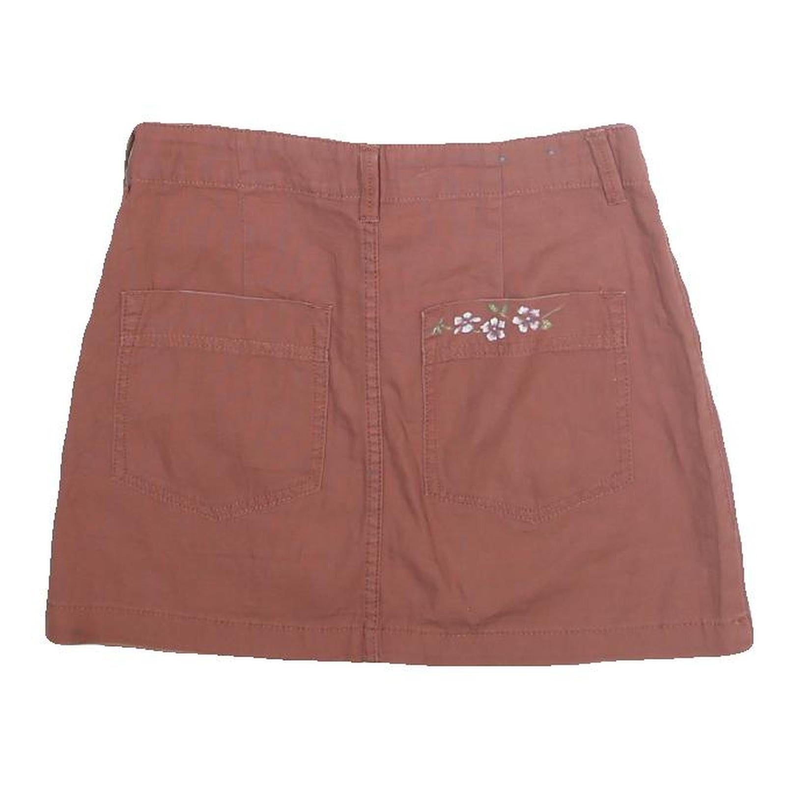 INDIGO REIN Womens Rust Floral Embroidered Mini Cotton Skirt Size S Casual