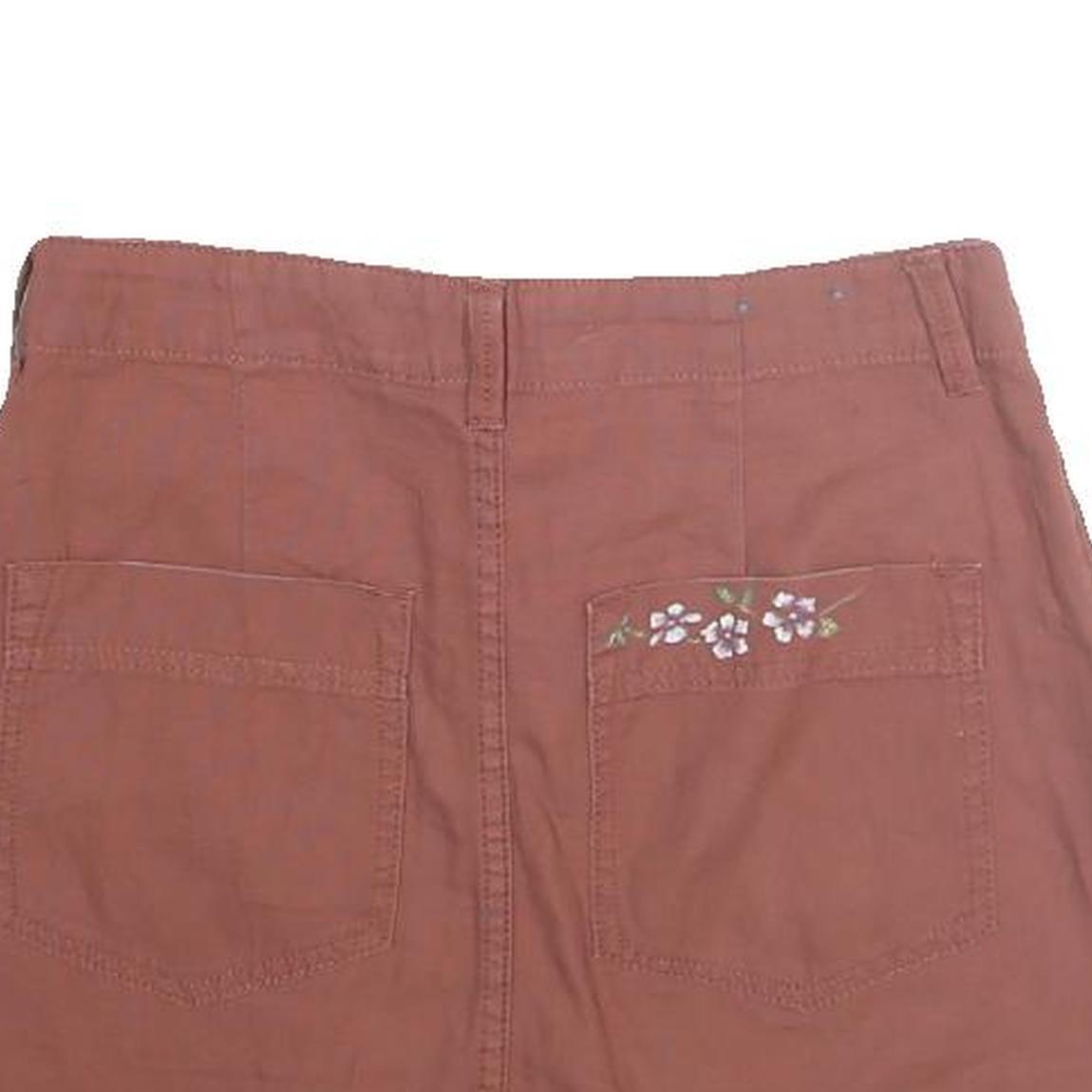 INDIGO REIN Womens Rust Floral Embroidered Mini Cotton Skirt Size S Casual