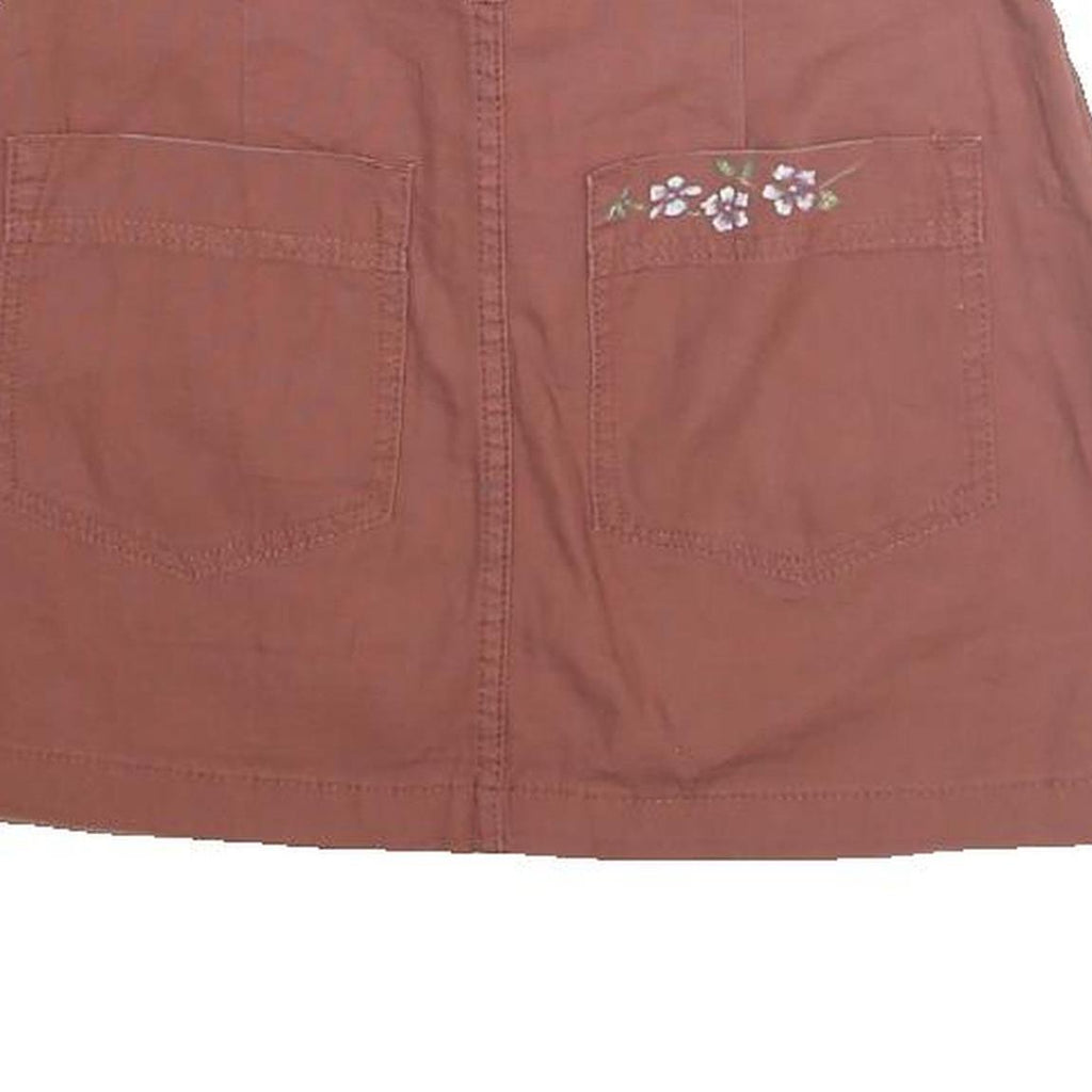 INDIGO REIN Womens Rust Floral Embroidered Mini Cotton Skirt Size S Casual