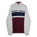 NAUTICA Mens Jumper Grey Colourblock 1/4 Zip Tight Knit M