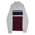 NAUTICA Mens Jumper Grey Colourblock 1/4 Zip Tight Knit M
