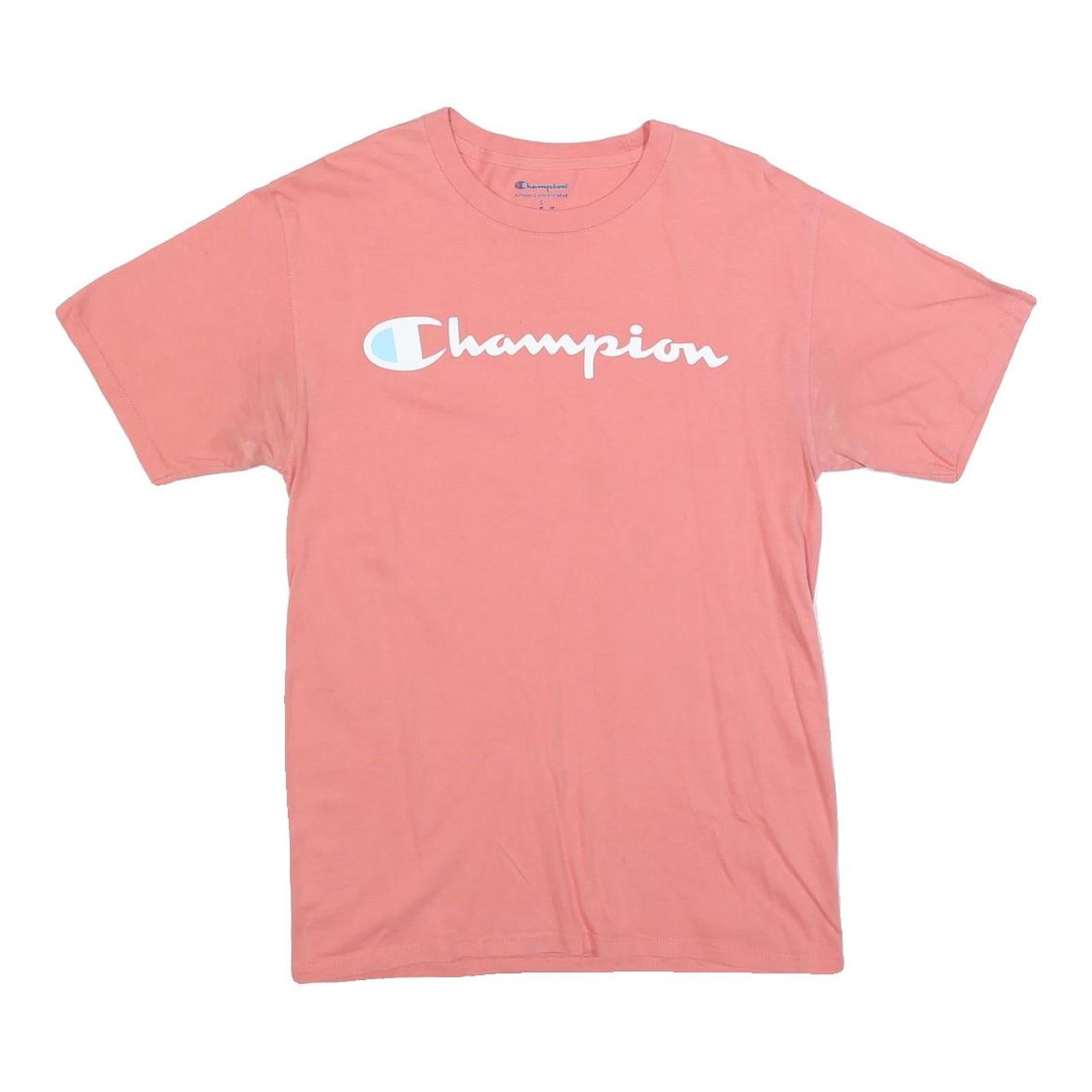 CHAMPION Womens Pink Cotton Blend Logo Graphic T-Shirt S Short Sleeve Crew Neck