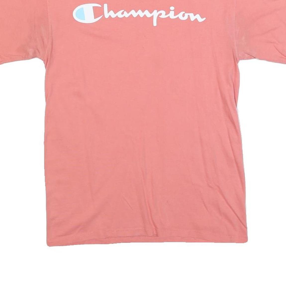 CHAMPION Womens Pink Cotton Blend Logo Graphic T-Shirt S Short Sleeve Crew Neck