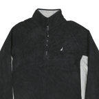 NAUTICA Mens Black & Grey Plain Pullover Jumper Crew Neck Basic Knit L Polyester