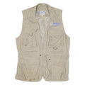 SAFARI Mens Beige Outdoor Gilet M Cotton Blend Woven Plain Sleeveless Zip