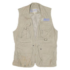 SAFARI Mens Beige Outdoor Gilet M Cotton Blend Woven Plain Sleeveless Zip