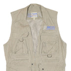 SAFARI Mens Beige Outdoor Gilet M Cotton Blend Woven Plain Sleeveless Zip