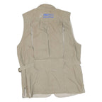 SAFARI Mens Beige Outdoor Gilet M Cotton Blend Woven Plain Sleeveless Zip