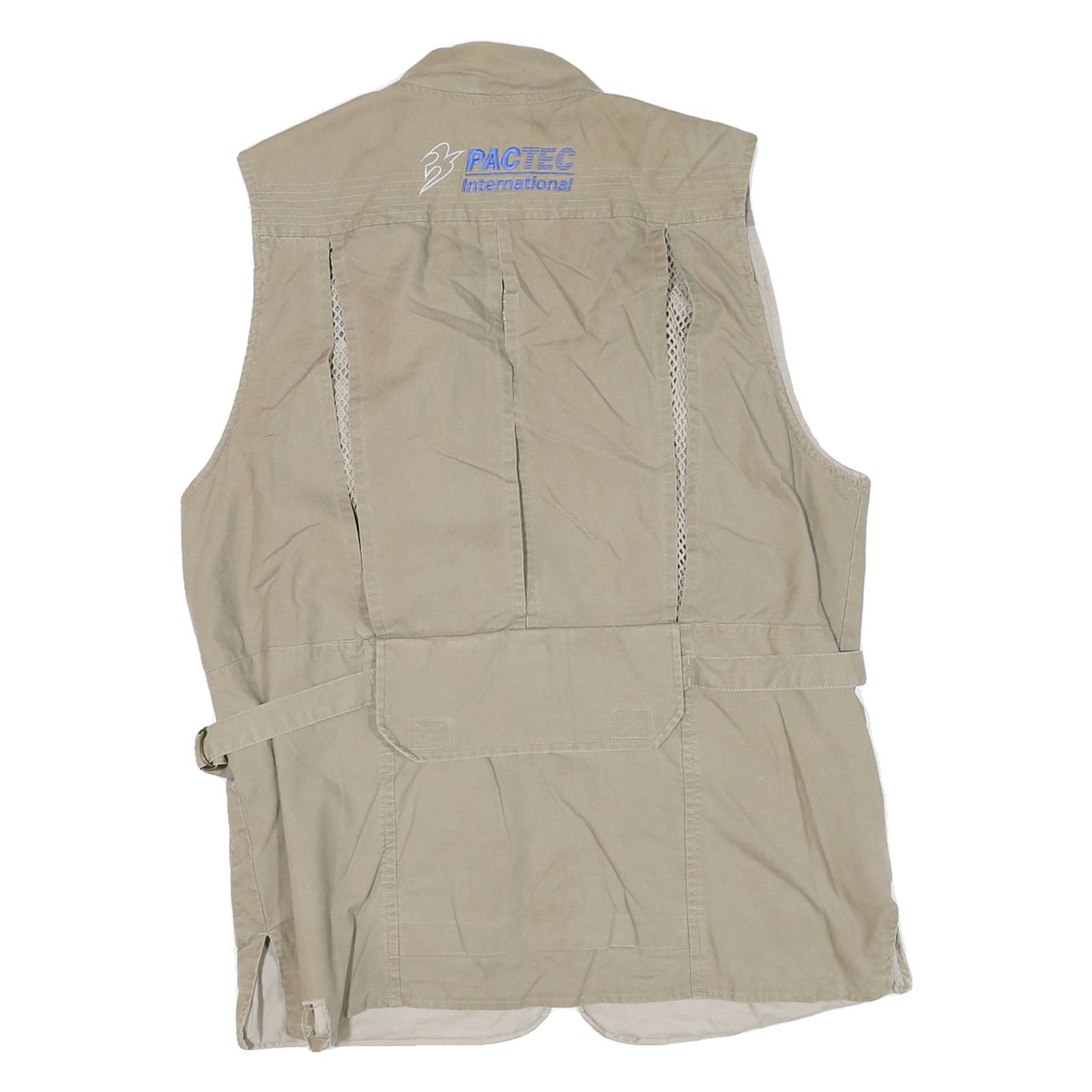 SAFARI Mens Beige Outdoor Gilet M Cotton Blend Woven Plain Sleeveless Zip