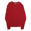 CHAPS Womens Red Plain Pullover V Neck Basic Knit L Cotton Jumper Casual