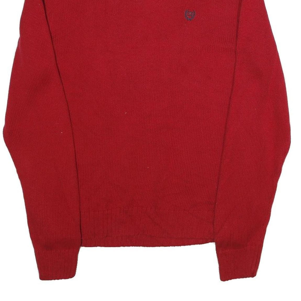 CHAPS Womens Red Plain Pullover V Neck Basic Knit L Cotton Jumper Casual