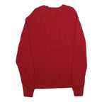 CHAPS Womens Red Plain Pullover V Neck Basic Knit L Cotton Jumper Casual