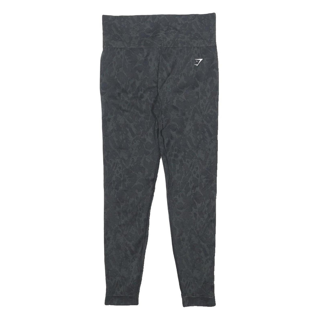 GYMSHARK Womens Leggings Black Slim Skinny S W24 L24 Animal Print Drawstring
