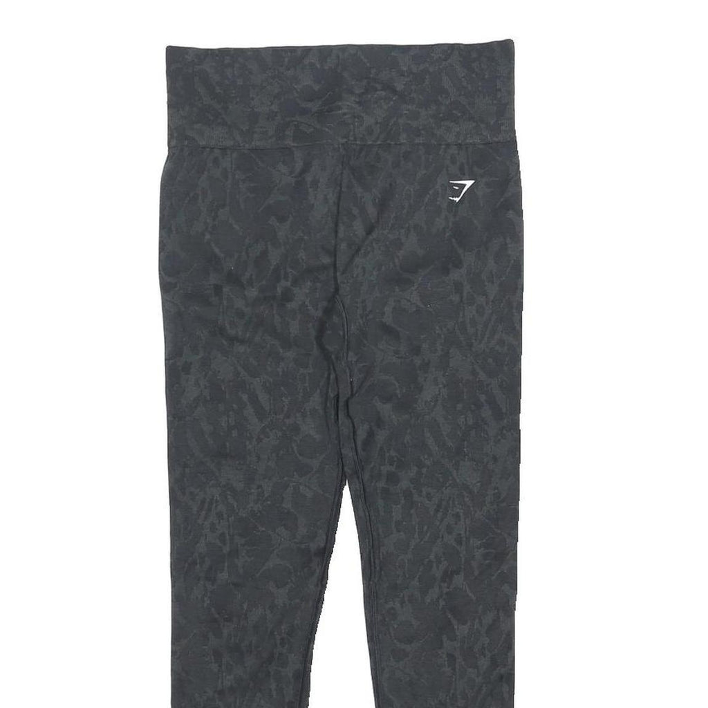 GYMSHARK Womens Leggings Black Slim Skinny S W24 L24 Animal Print Drawstring