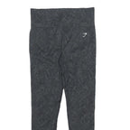 GYMSHARK Womens Leggings Black Slim Skinny S W24 L24 Animal Print Drawstring