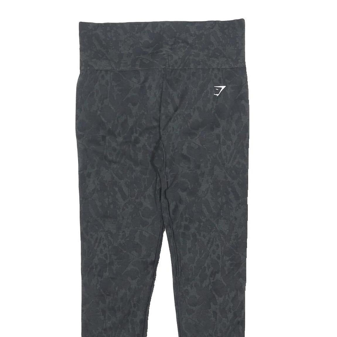 GYMSHARK Womens Leggings Black Slim Skinny S W24 L24 Animal Print Drawstring