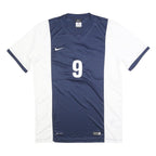 NIKE Mens Navy & White Athletic T-Shirt M Short Sleeve V-Neck Sports Jersey