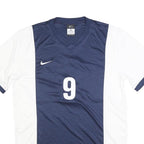 NIKE Mens Navy & White Athletic T-Shirt M Short Sleeve V-Neck Sports Jersey
