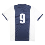 NIKE Mens Navy & White Athletic T-Shirt M Short Sleeve V-Neck Sports Jersey