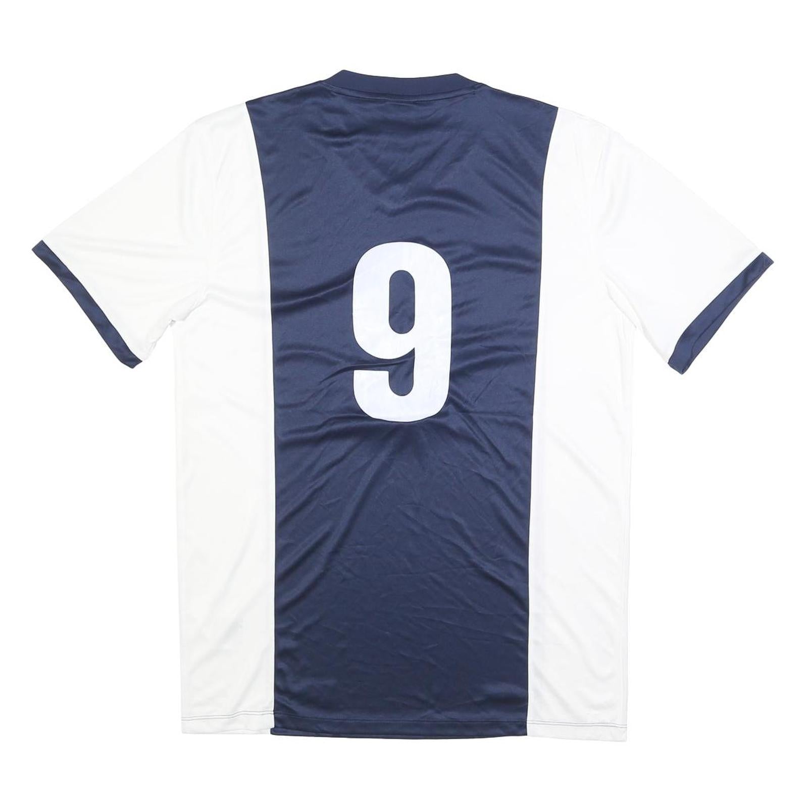 NIKE Mens Navy & White Athletic T-Shirt M Short Sleeve V-Neck Sports Jersey