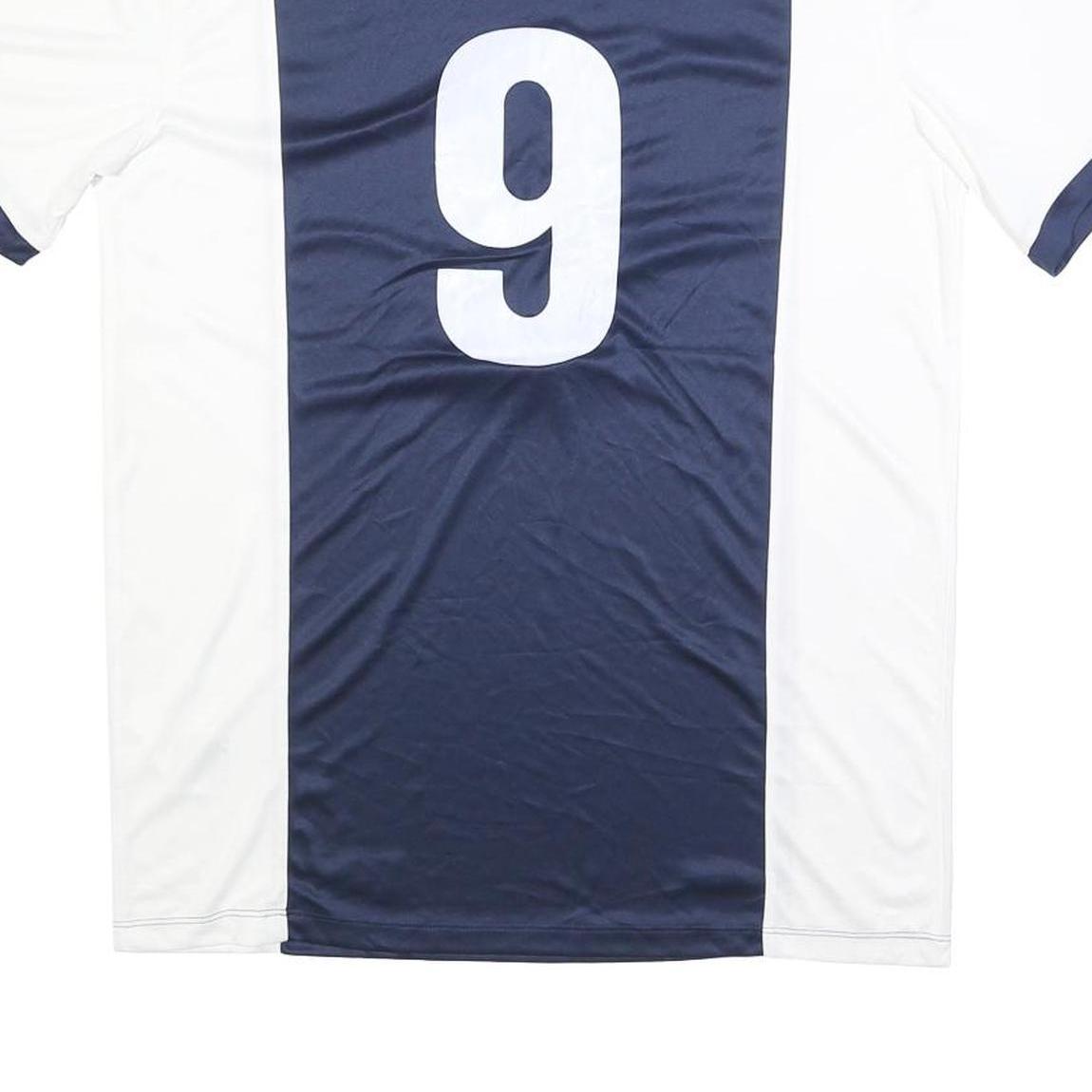 NIKE Mens Navy & White Athletic T-Shirt M Short Sleeve V-Neck Sports Jersey